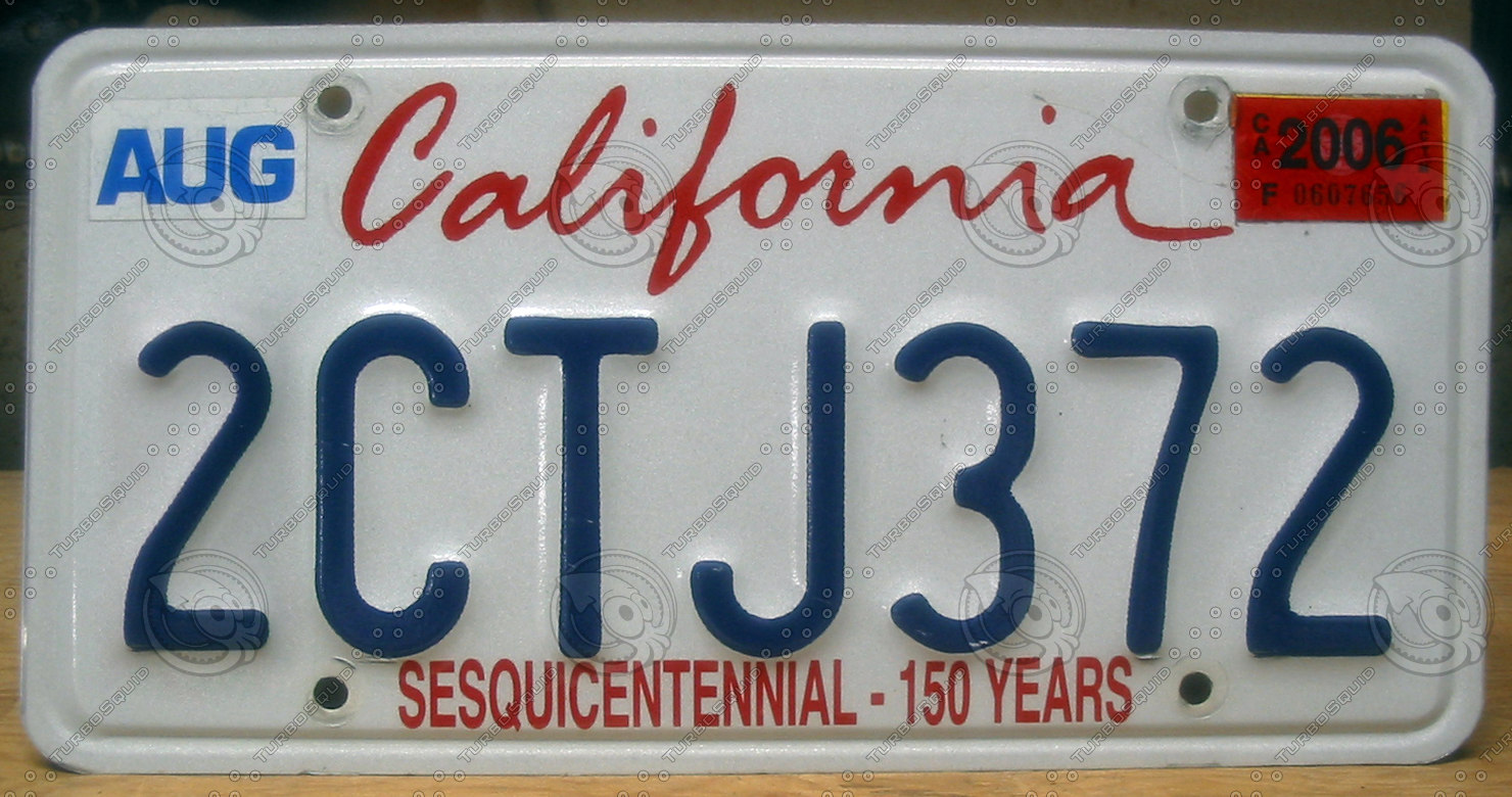 Texture Other license plate california